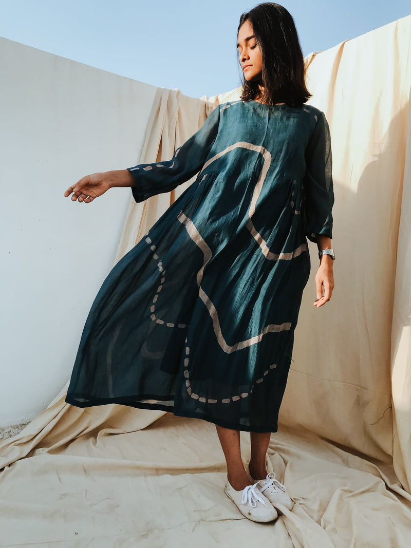 Kara Dress Indigo Dress by Nirjara for women Worldwide