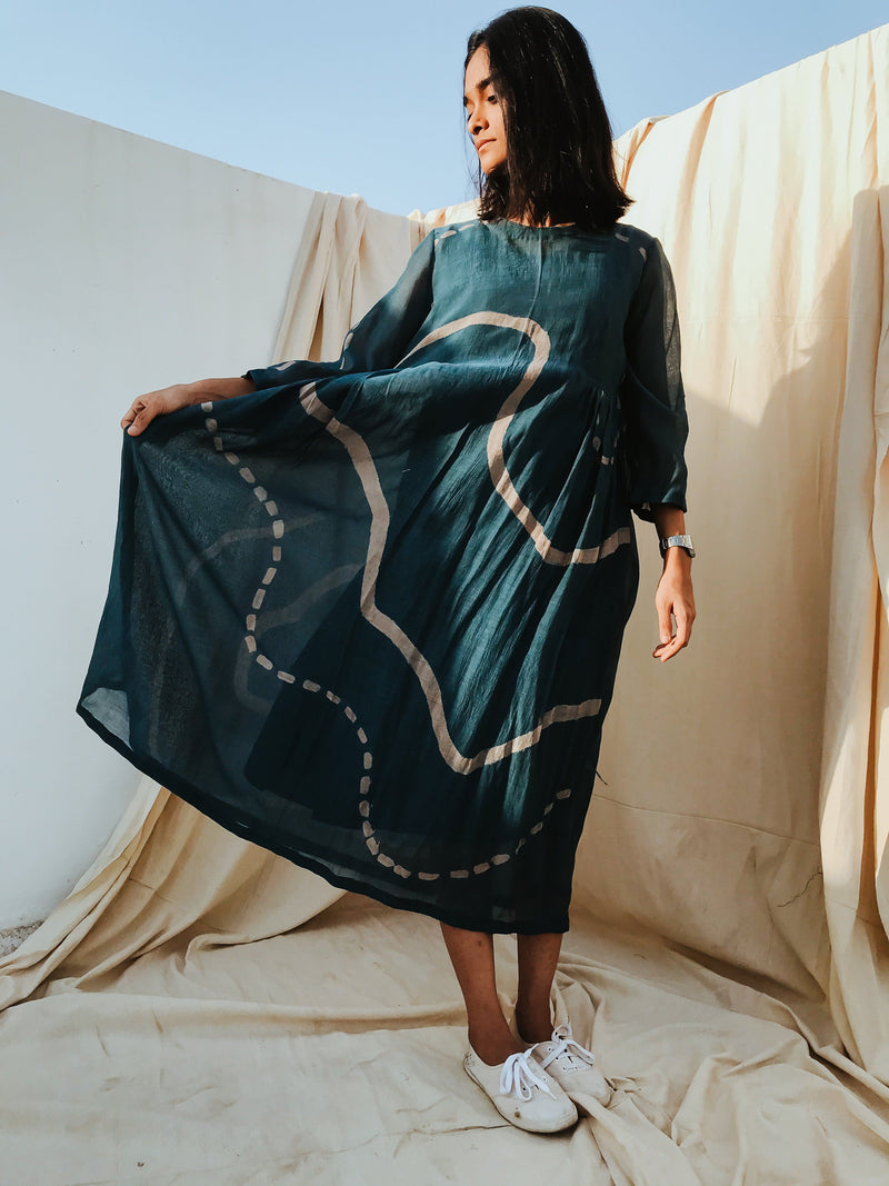 Kara Dress Indigo Dress by Nirjara for women Worldwide