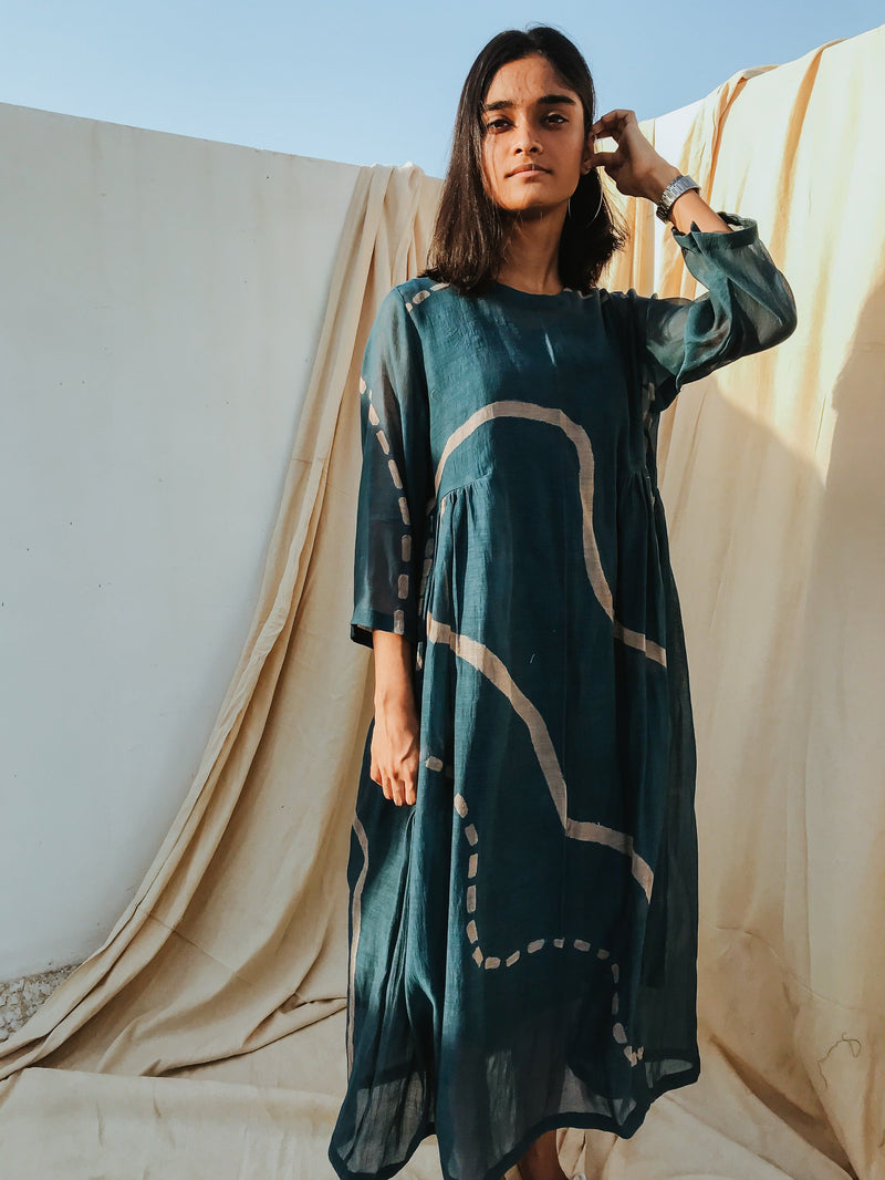 Kara Dress Indigo Dress by Nirjara for women Worldwide