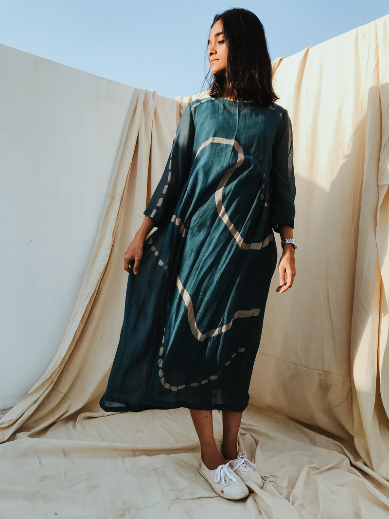 Kara Dress Indigo Dress by Nirjara for women Worldwide