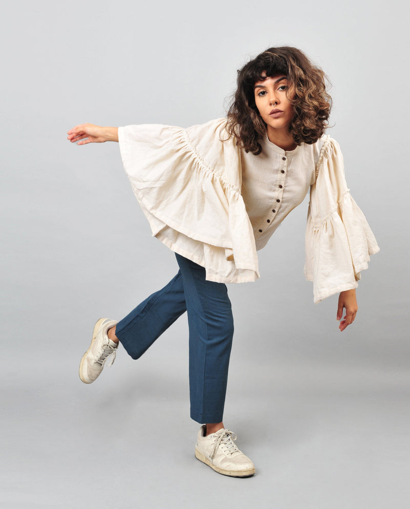 KHADI BLOUSE UMBRELLA WHITE by Rias for women Worldwide