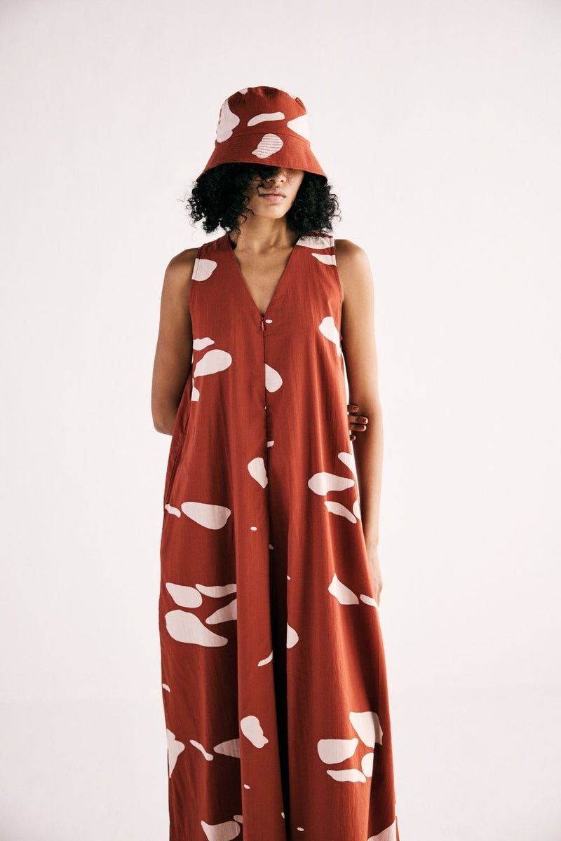 EMBER JUMPSUIT cotton by Khara Kapas in red for women Worldwide