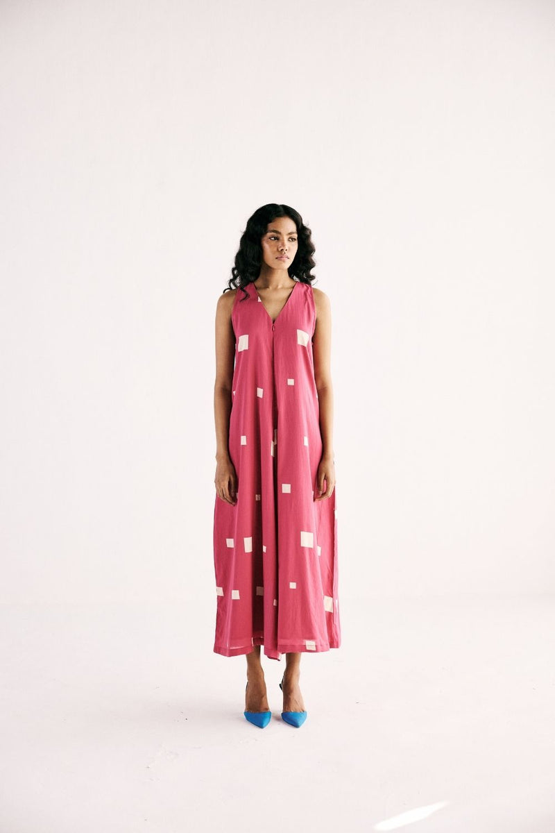 PINK MATRIX JUMPSUIT cotton by Khara Kapas in pink for women Worldwide