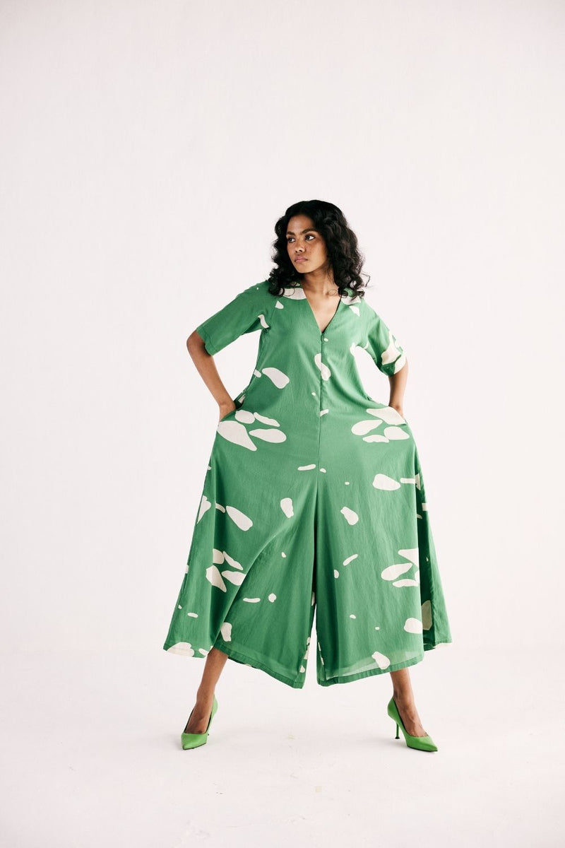 GEMS OF PARADISE JUMPSUIT cotton by Khara Kapas in green for women Worldwide