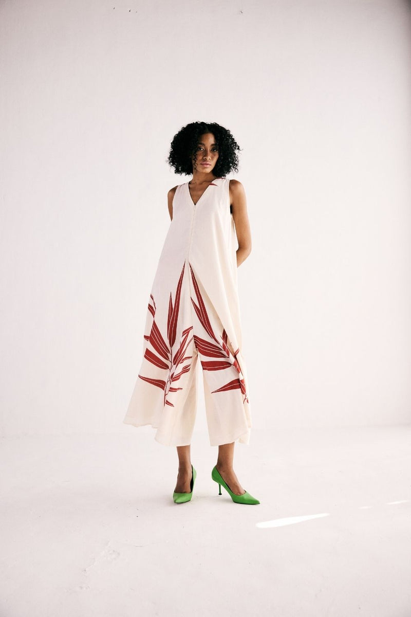 ELYSIAN FERN JUMPSUIT cotton by Khara Kapas in white for women Worldwide