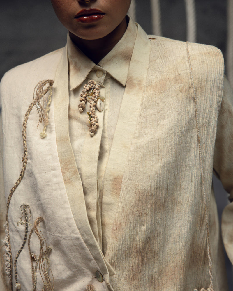 Khadi Jute Embroidered Kimono Jacket silk khadi jacket/overlay by Kritika Murarka in ivory for women Worldwide