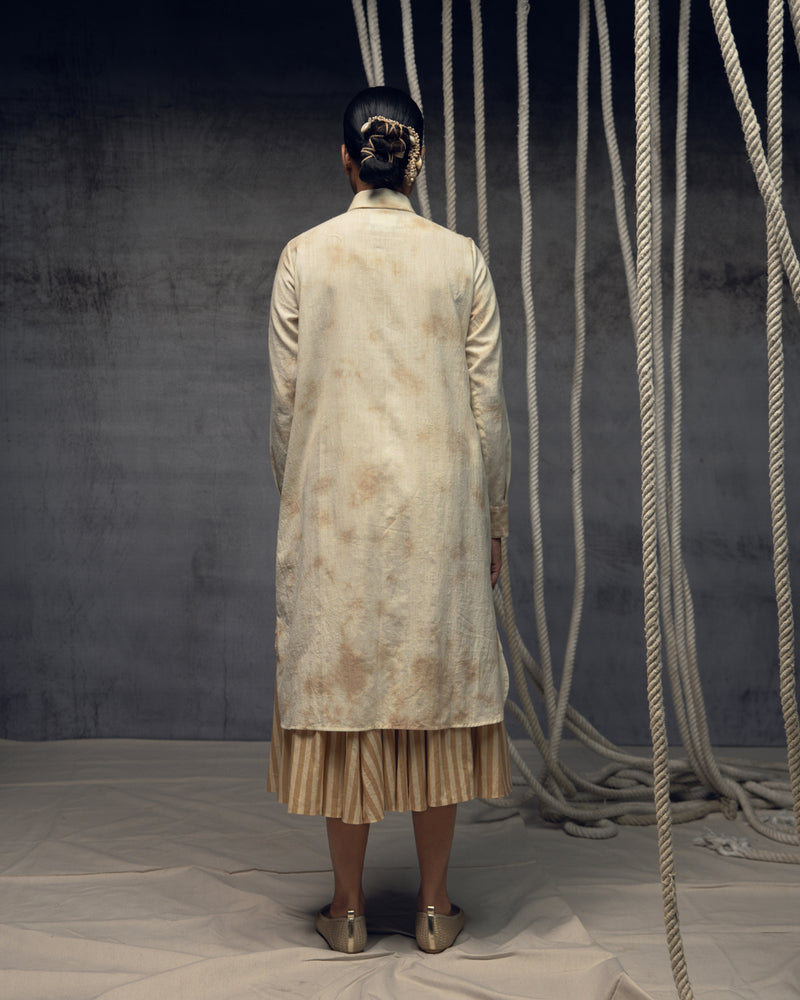 Ivory Ombré Linen Shirt (Formal Term For "Shaded") khadi top/shirt by Kritika Murarka in ivory for women Worldwide
