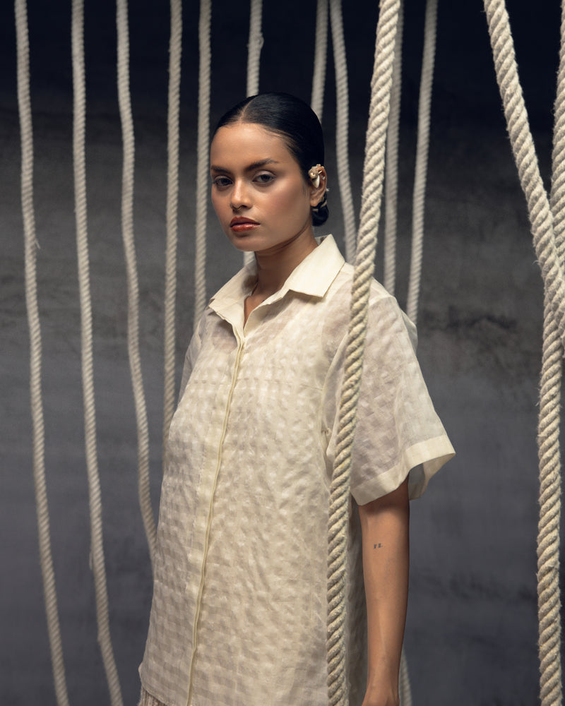Ivory Khadi Silk Fringing Skirt khadi silk skirt by Kritika Murarka in ivory for women Worldwide