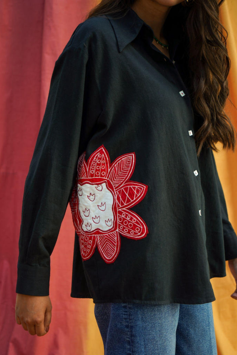 Kokum shirt cotton by JodiLife in black for women Worldwide