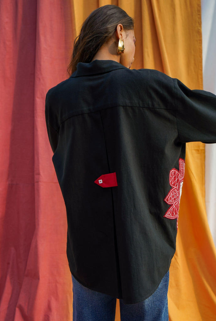 Kokum shirt cotton by JodiLife in black for women Worldwide