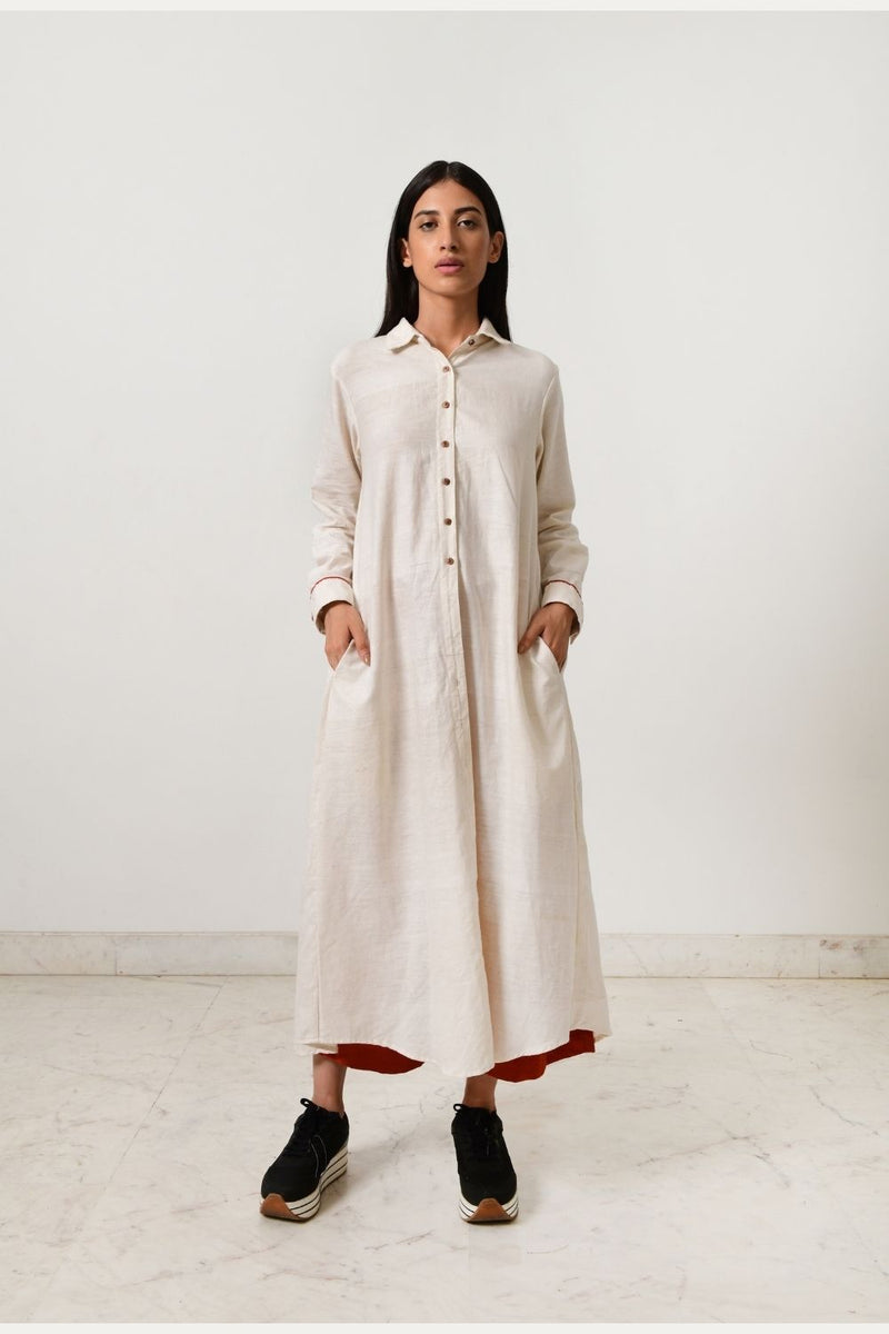 KORA KHADI BACK PLEATED DRESS by Rias for women Worldwide