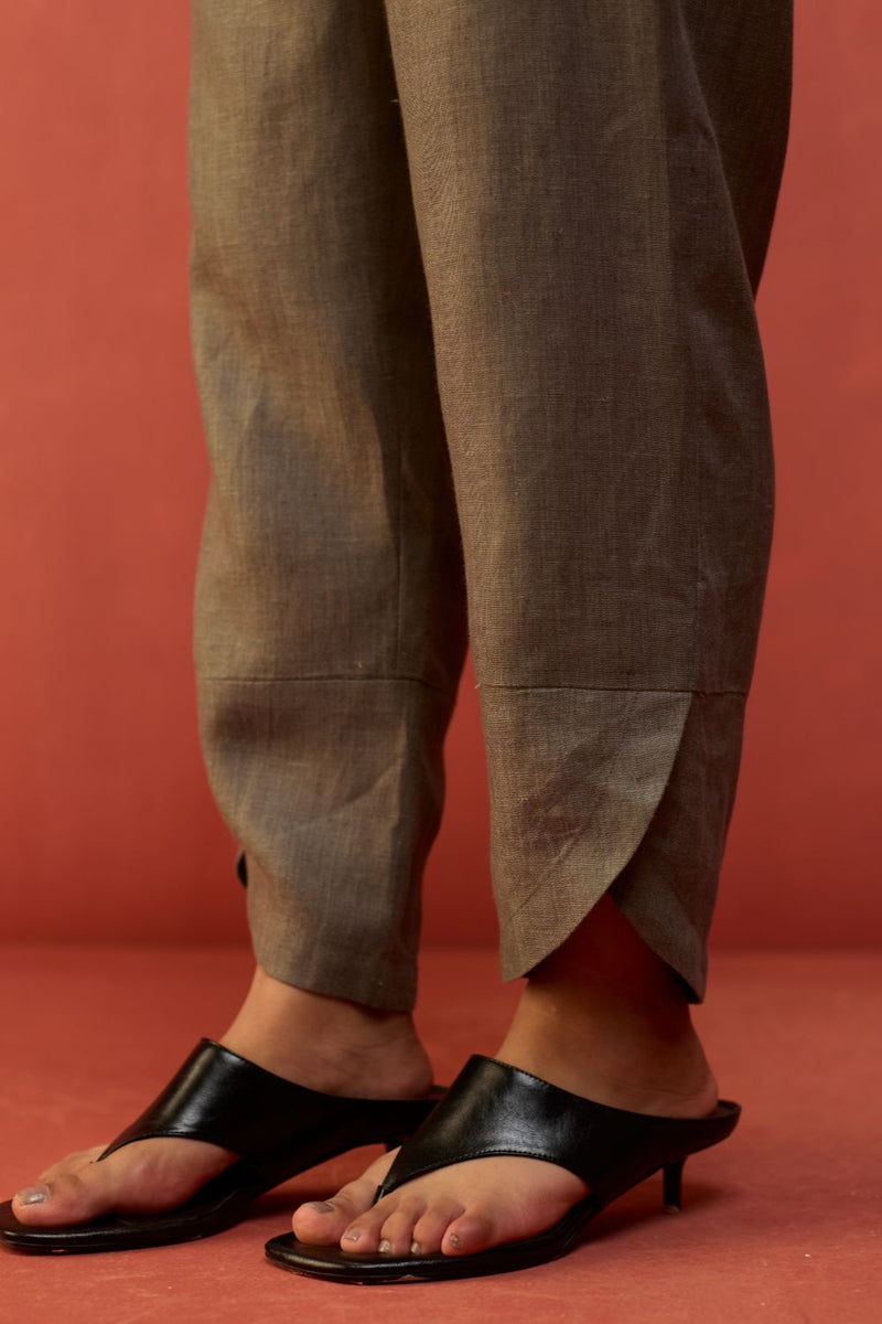 Etsu Yoke Linen Kurta Set - Grey by Manan for Worldwide