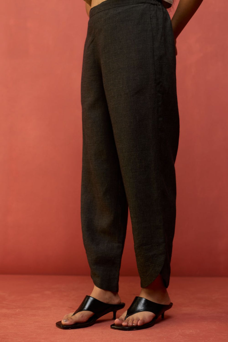 Etsu Yoke Linen Kurta Set - Grey by Manan for Worldwide