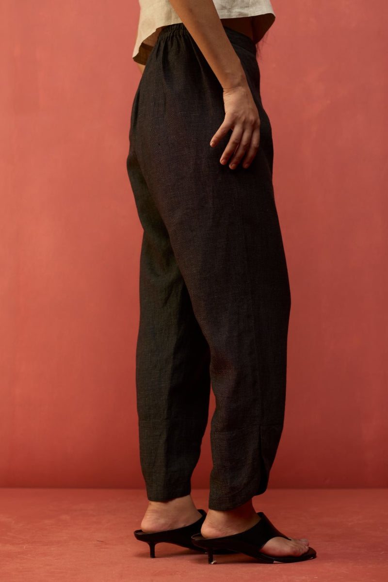 Etsu Yoke Linen Kurta Set - Grey by Manan for Worldwide