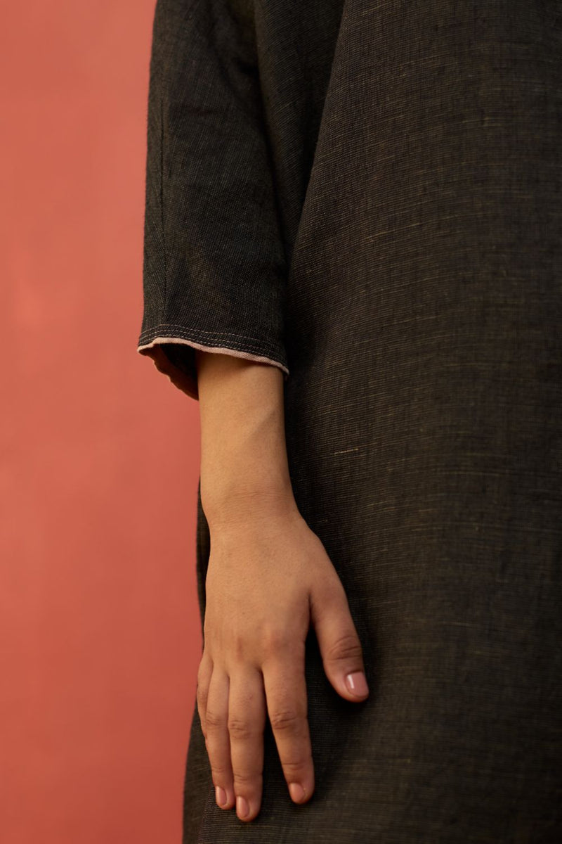 Etsu Yoke Linen Kurta Set - Grey by Manan for Worldwide