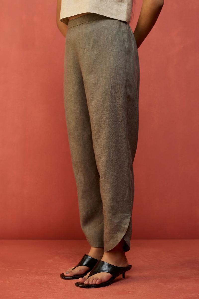 Etsu Yoke Linen Kurta Set - Grey by Manan for Worldwide