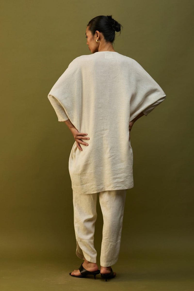 Etsu Yoke Linen Kurta Set - Off White by Manan for Worldwide