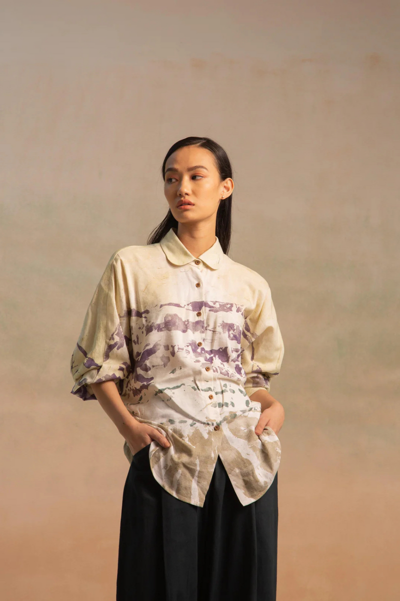 Kiera Shirt - Ocean Print cotton Top & Tunics,Shirt by CORD for women Worldwide