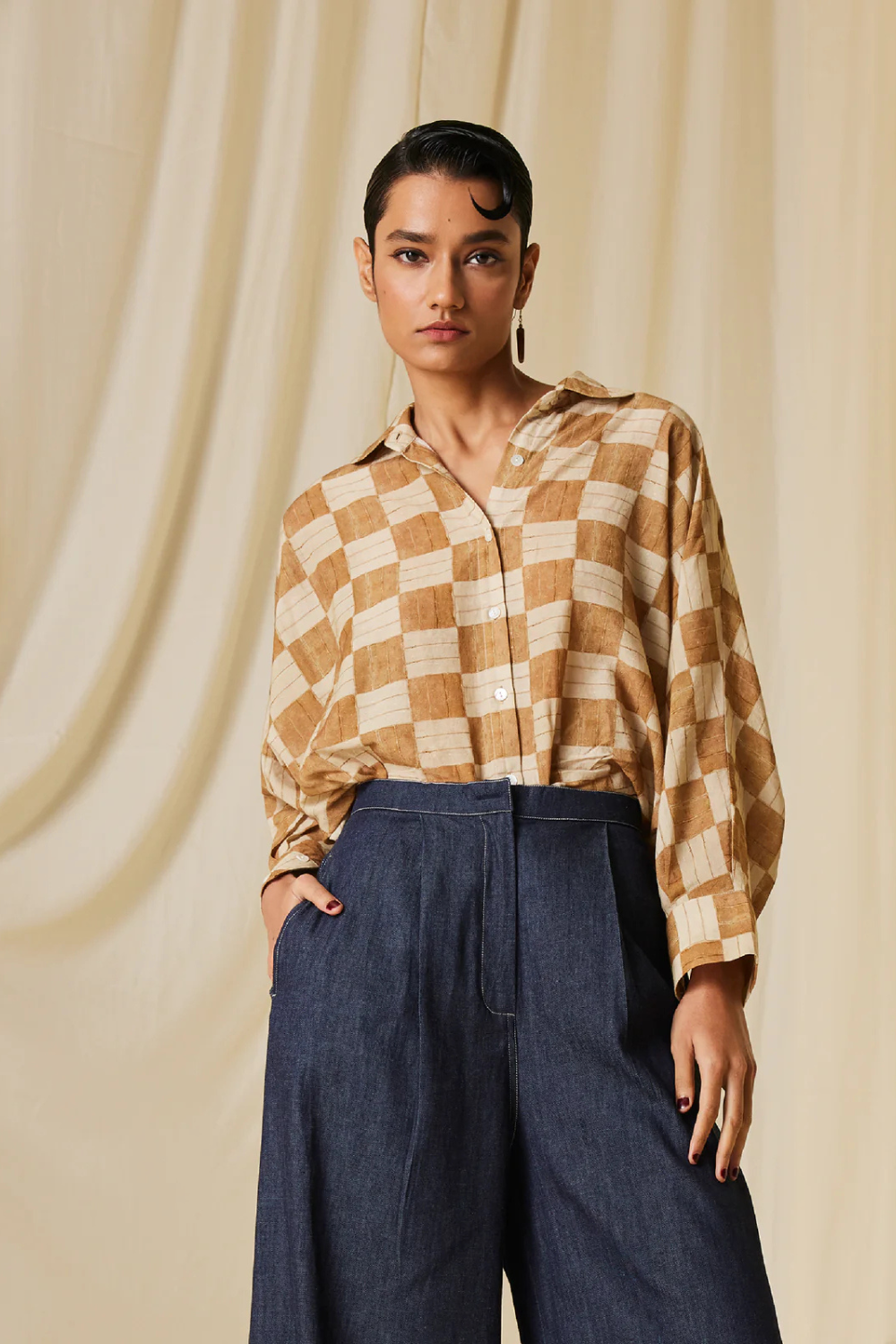 Kiera Shirt - Mustard Checks