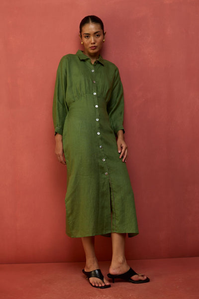 Masaru Buttoned Linen Dress