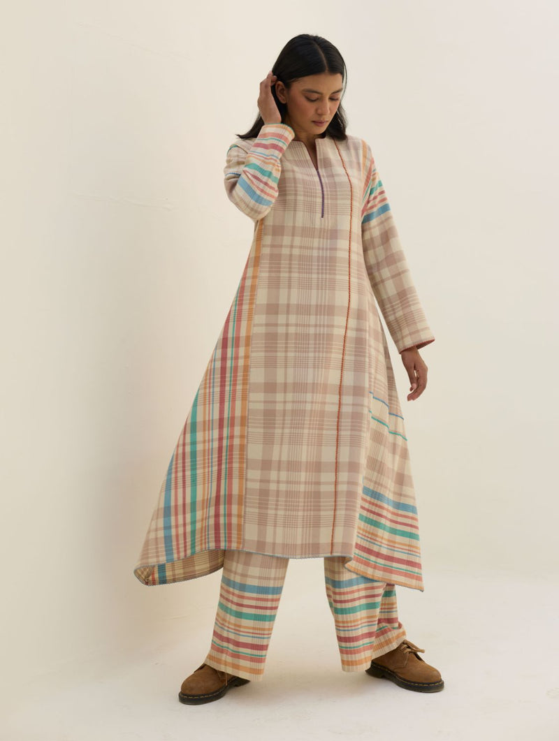 Daphne Merino Wool Kurta Set - Beige by Manan in beige color for women Worldwide
