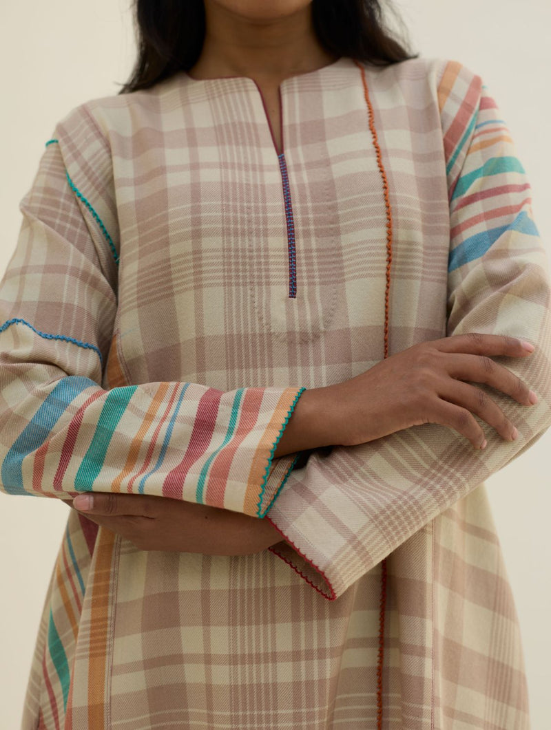 Daphne Merino Wool Kurta Set - Beige by Manan in beige color for women Worldwide