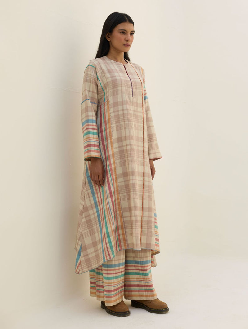 Daphne Merino Wool Kurta - Beige by Manan in beige color for women Worldwide