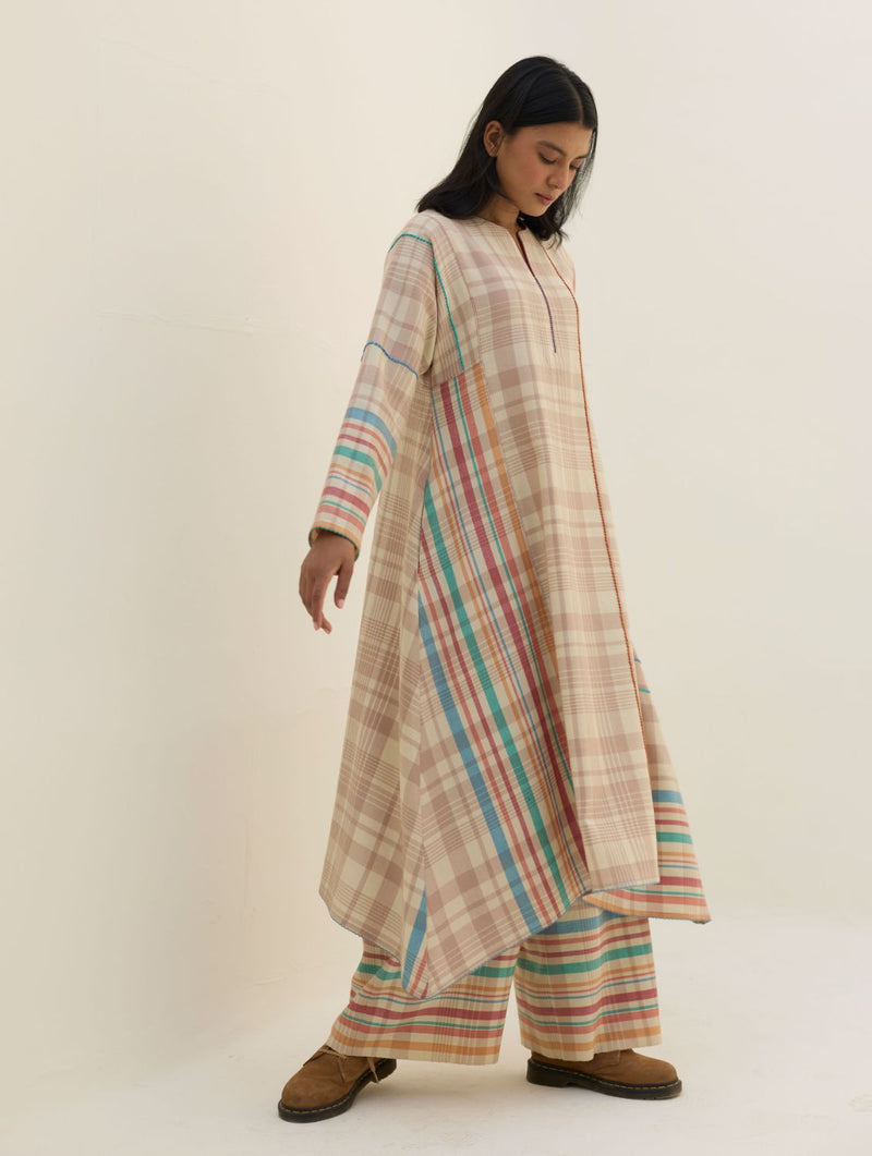 Daphne Merino Wool Kurta - Beige by Manan in beige color for women Worldwide