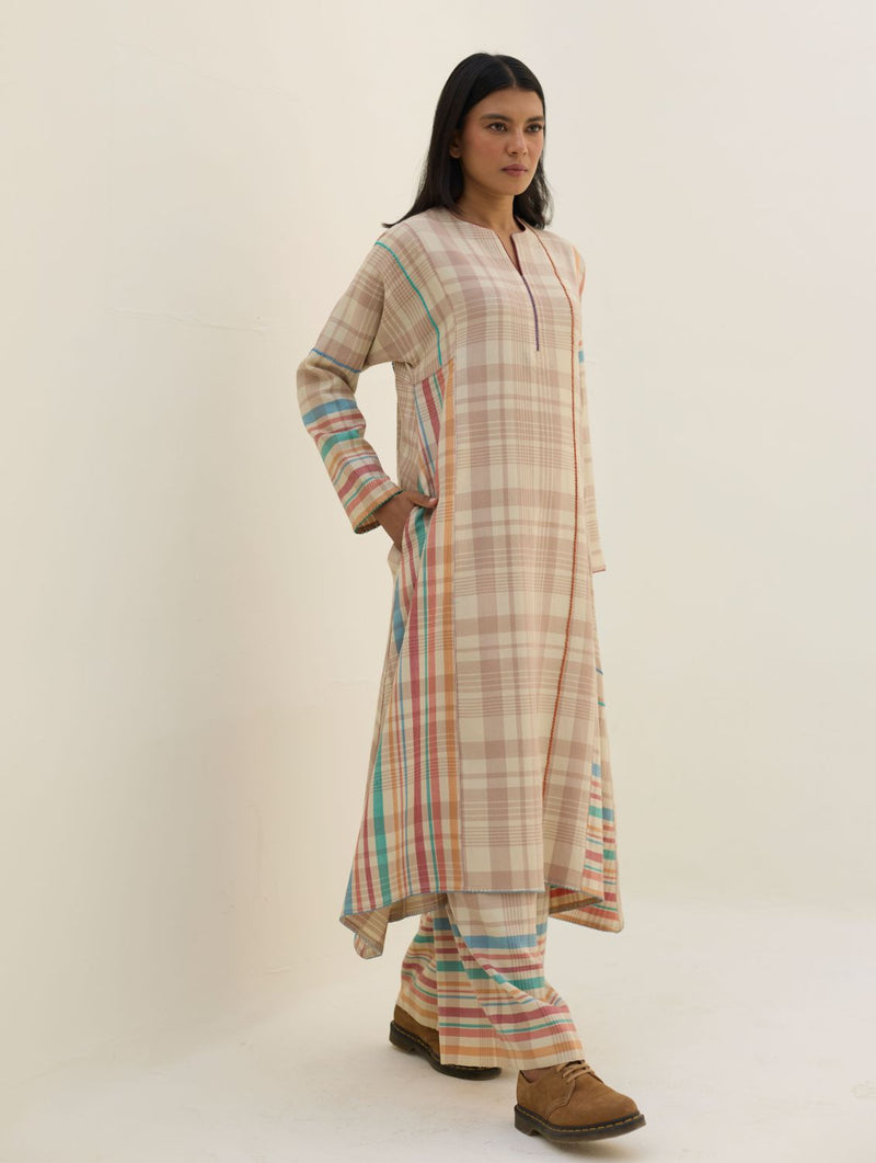 Daphne Merino Wool Kurta Set - Beige by Manan in beige color for women Worldwide