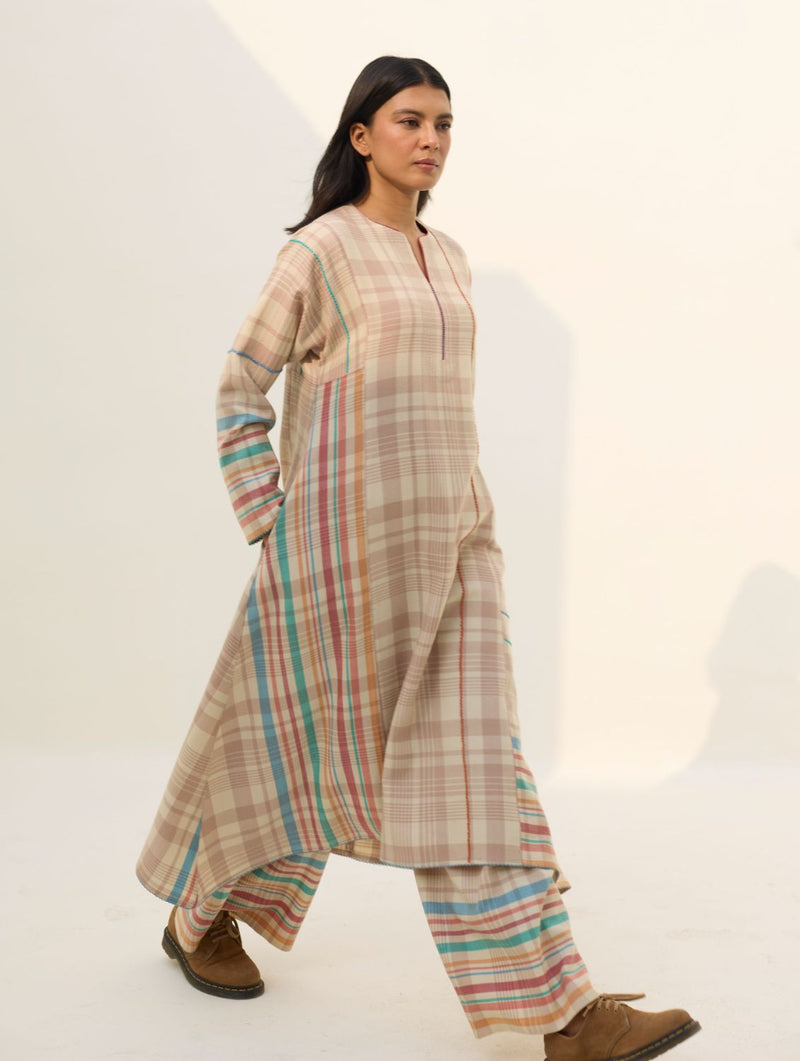 Daphne Merino Wool Kurta - Beige by Manan in beige color for women Worldwide