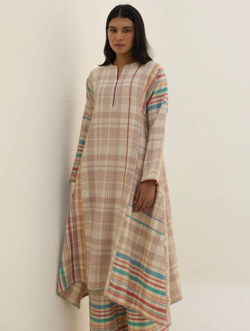 Daphne Merino Wool Kurta Set - Beige by Manan in beige color for women Worldwide