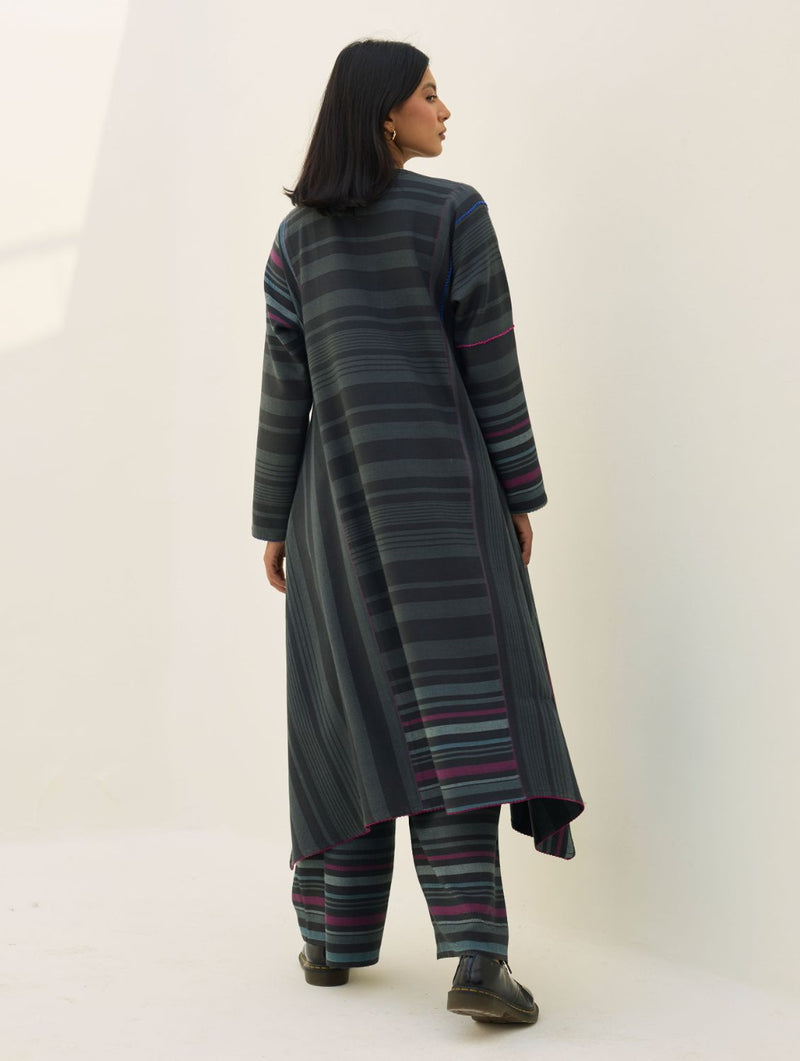 Daphne Merino Wool Kurta - Charcoal by Manan in charcoal color for women Worldwide