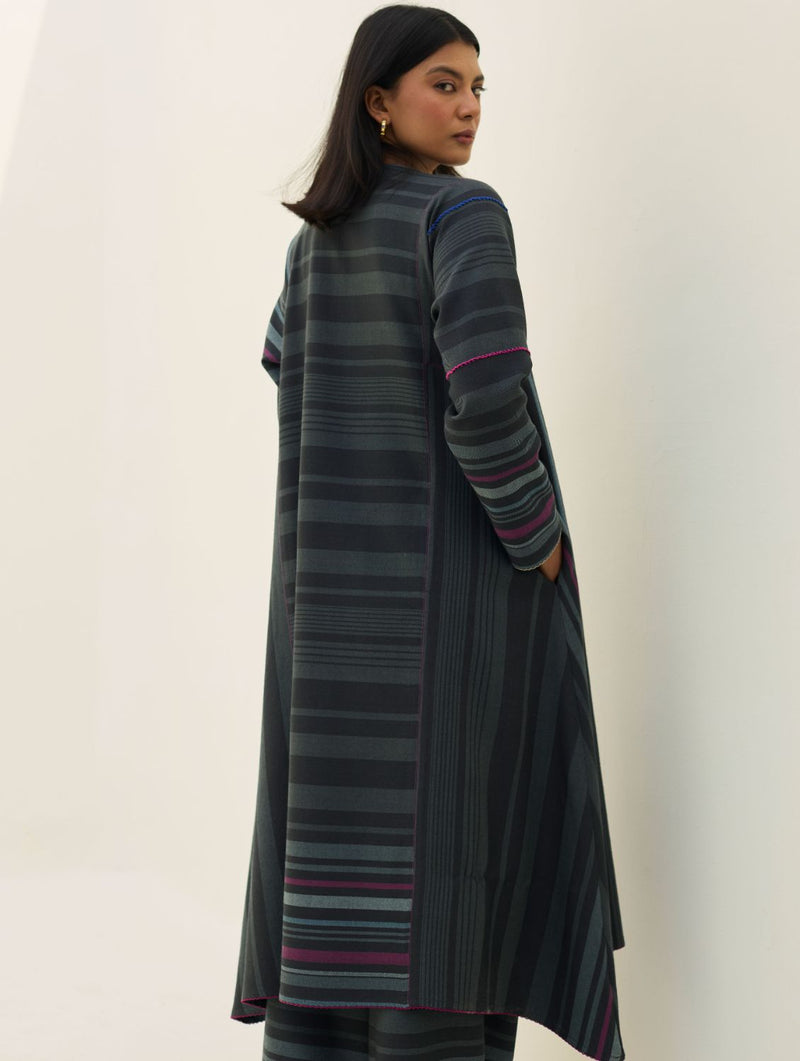 Daphne Merino Wool Kurta - Charcoal by Manan in charcoal color for women Worldwide