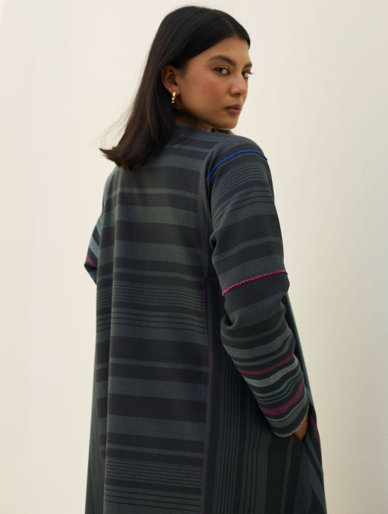 Daphne Merino Wool Kurta Set - Charcoal by Manan in charcoal color for women Worldwide
