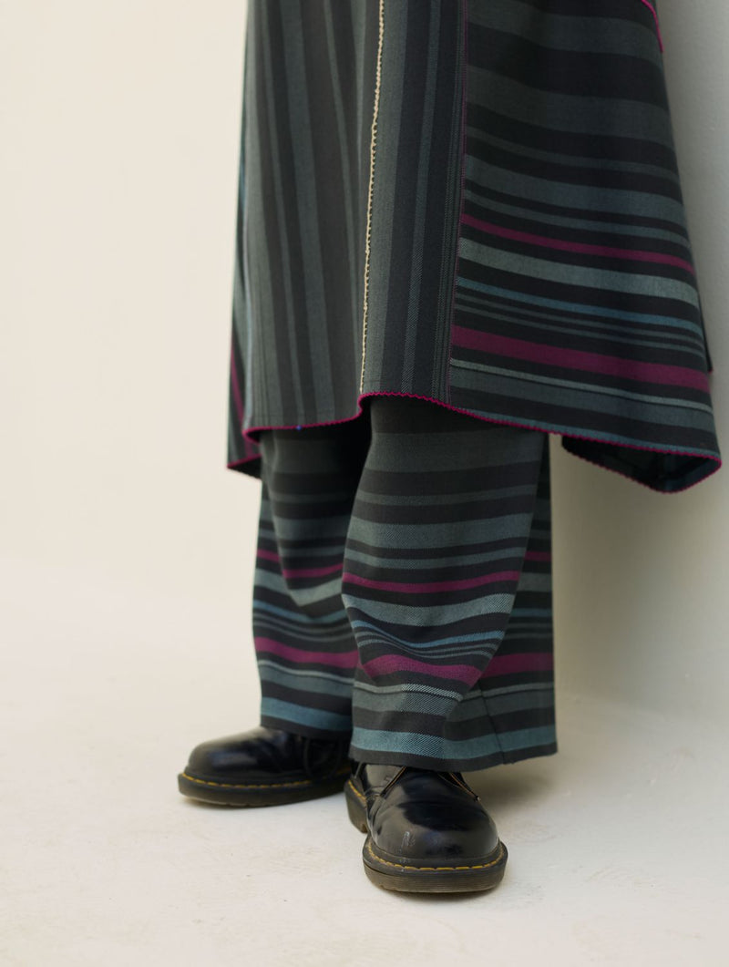 Daphne Merino Wool Kurta Set - Charcoal by Manan in charcoal color for women Worldwide