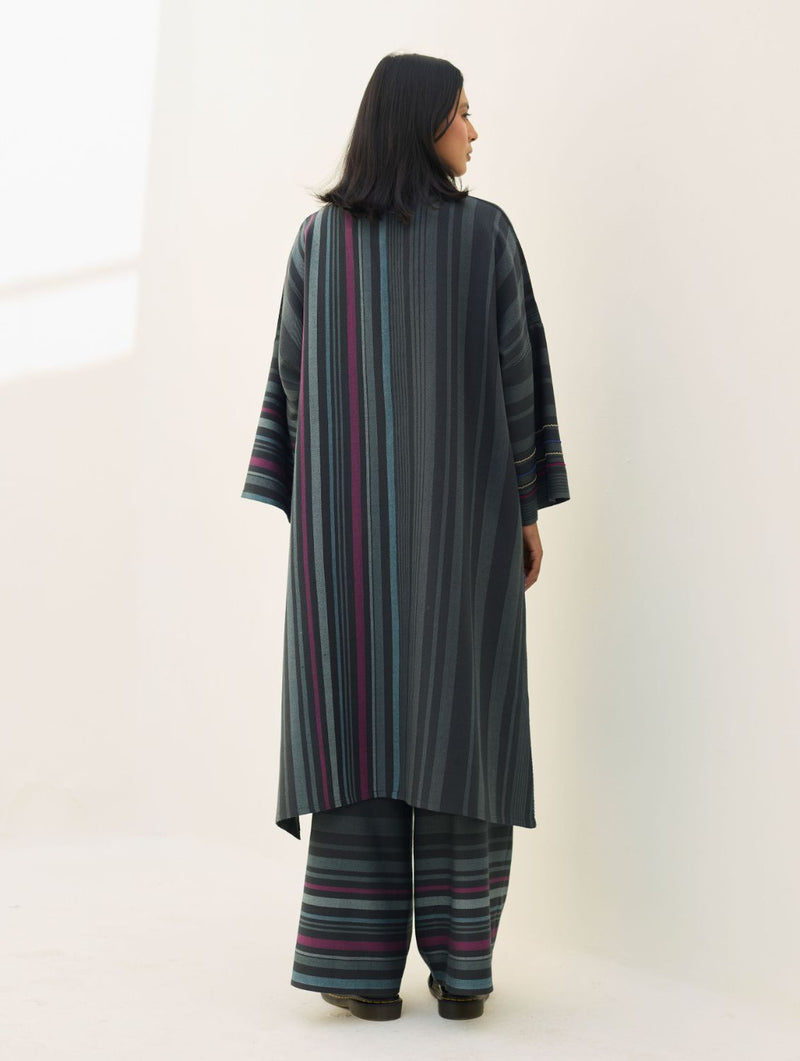 Anette Pheran Merino Wool Kurta - Charcoal by Manan in charcoal color for women Worldwide