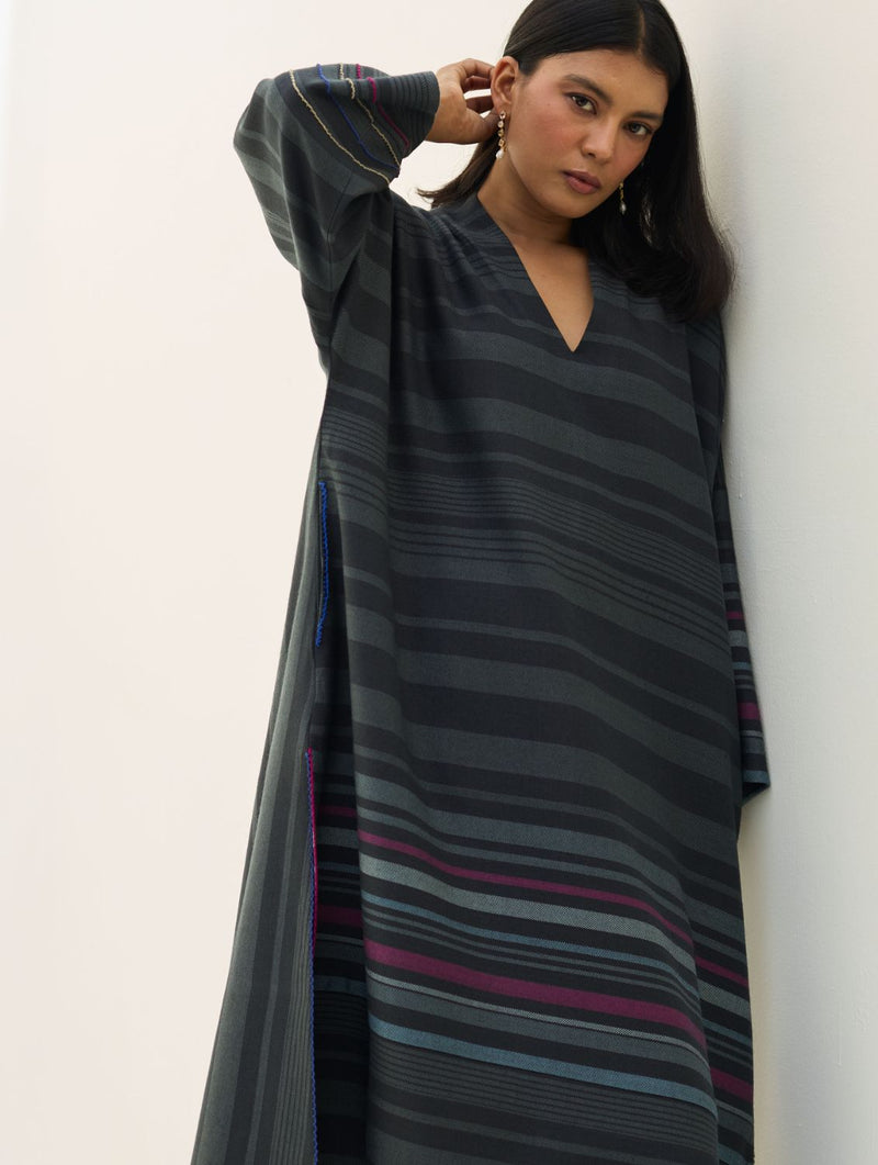 Anette Pheran Merino Wool Kurta Set - Charcoal by Manan in charcoal color for women Worldwide