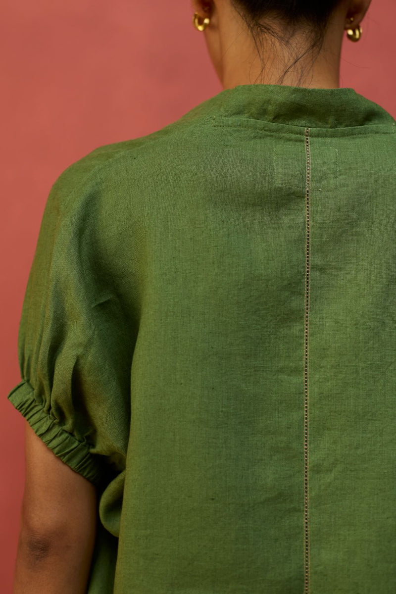 Hoshi Linen Top - Fern Green by Manan for Worldwide