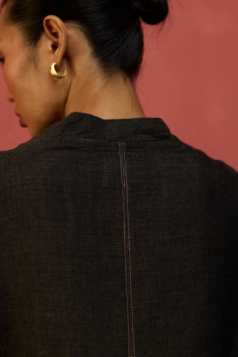 Hoshi Linen Top - Charcoal by Manan for Worldwide