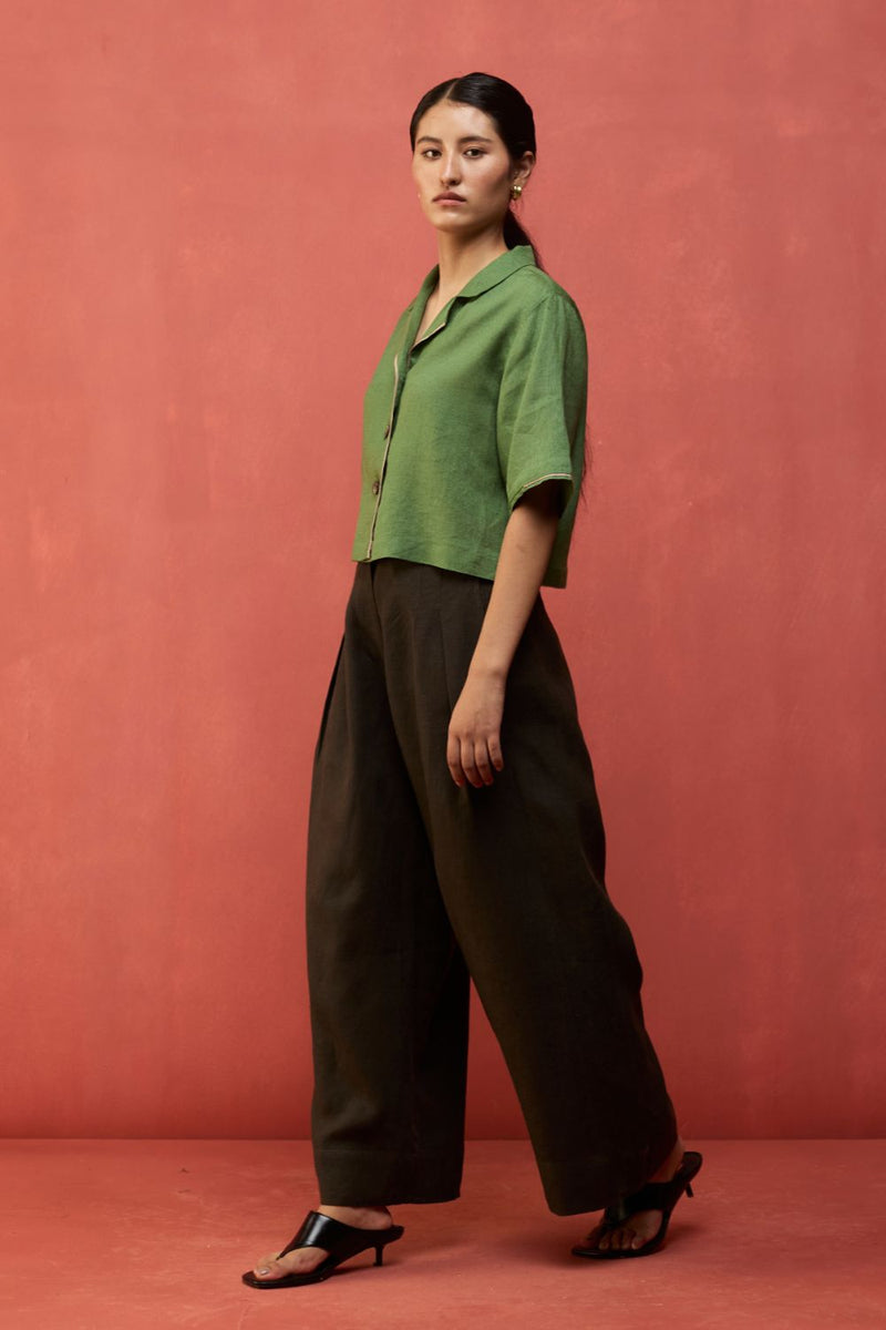 Emma Relaxed Fit Linen Pants - Charcoal by Manan for Worldwide