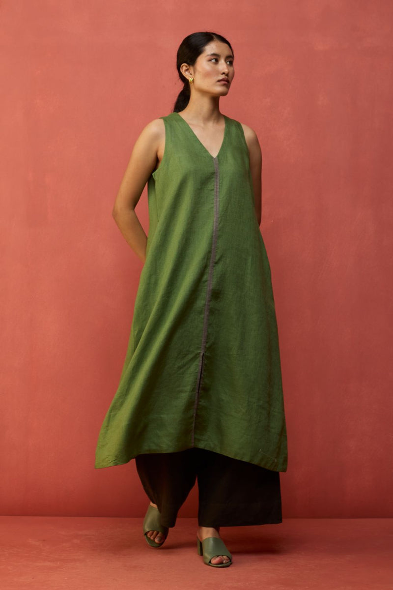 Rohe Sleeveless Linen Tunic - Fern Green by Manan for Worldwide