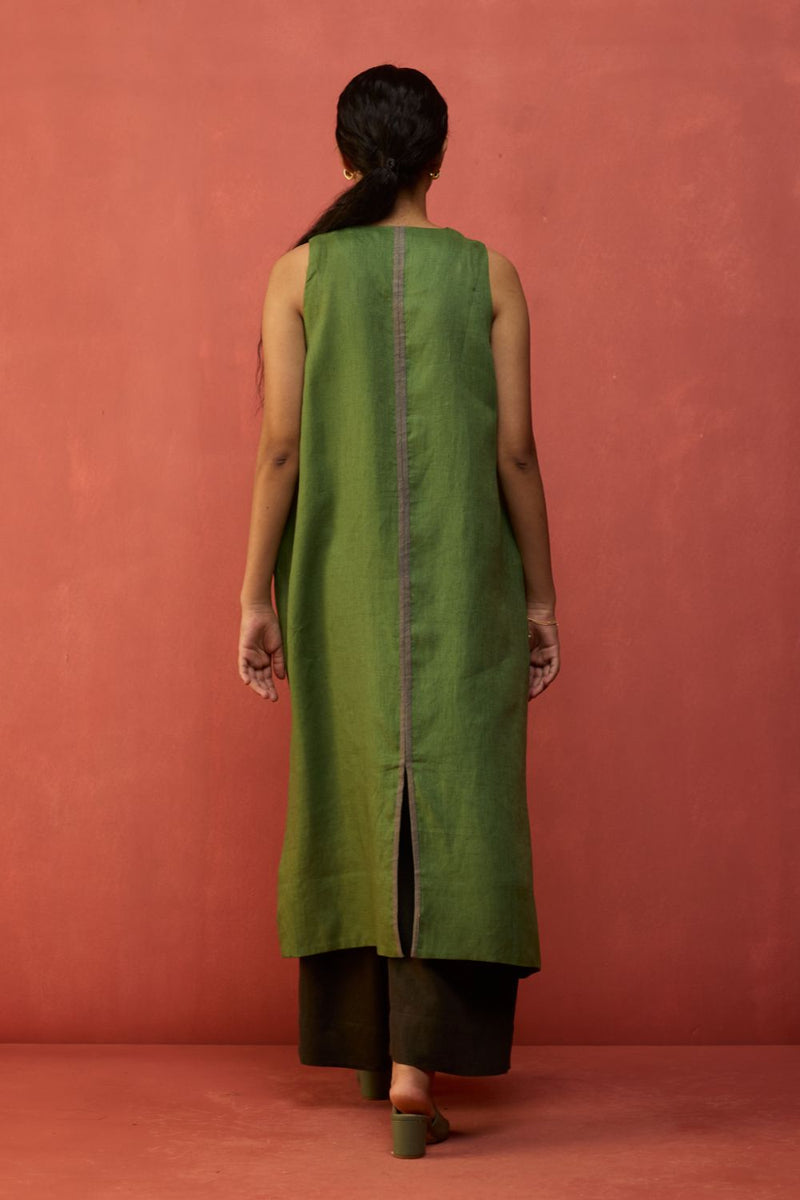 Rohe Sleeveless Linen Tunic - Fern Green by Manan for Worldwide