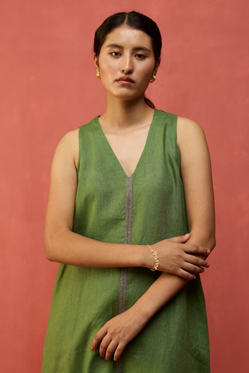 Rohe Sleeveless Linen Tunic - Fern Green by Manan for Worldwide