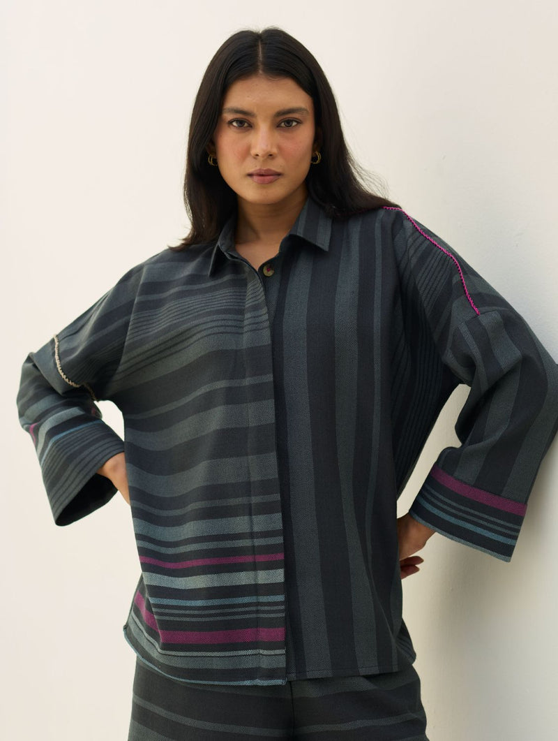 Ellen Dolman Sleeve Co-ord Set - Charcoal by Manan in charcoal color for women Worldwide