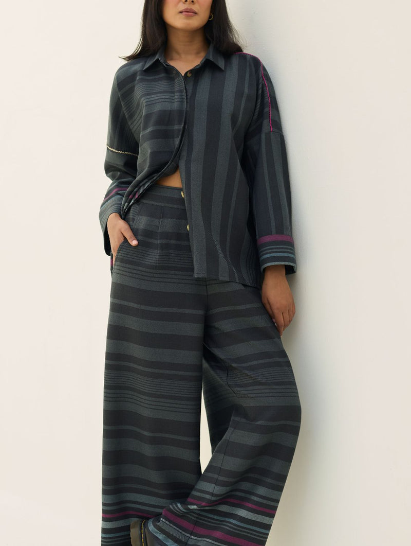 Ellen Dolman Sleeve Co-ord Set - Charcoal by Manan in charcoal color for women Worldwide