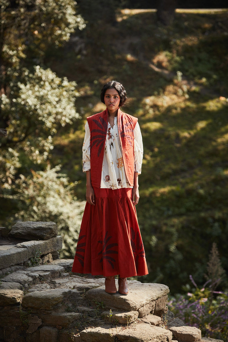 Rustic Reverie Co-ord set cotton by Khara Kapas in red for women Worldwide