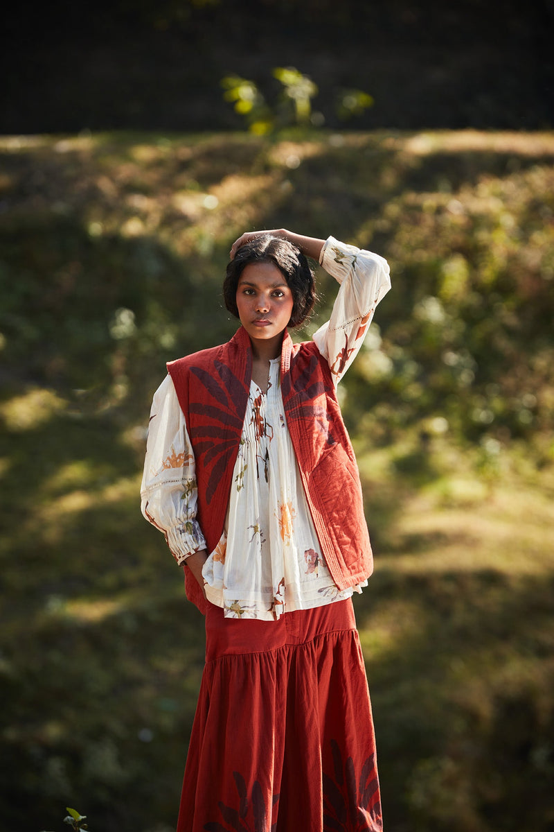 Rustic Reverie Co-ord set cotton by Khara Kapas in red for women Worldwide