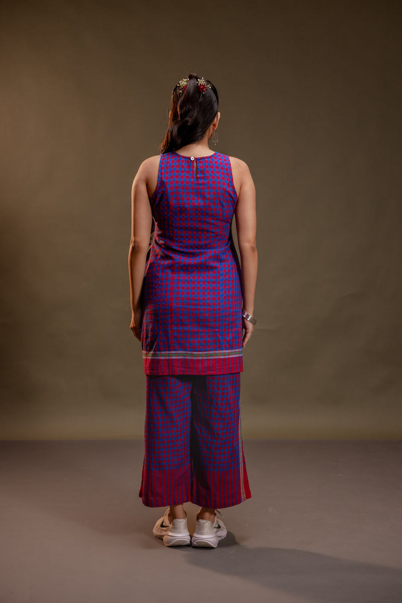 Willow Dress + Palazzo (Set) gamcha co-ord set by 145 East in red, purple for women Worldwide