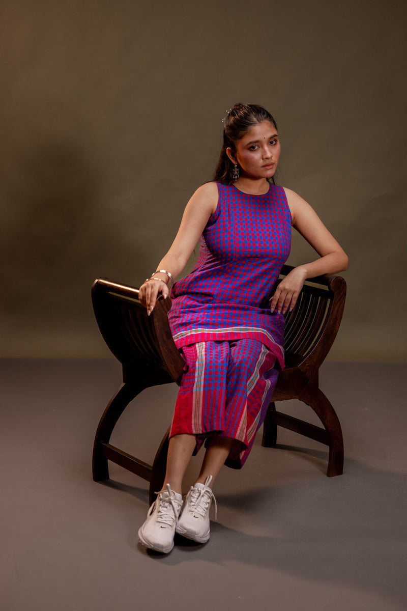 Willow Dress + Palazzo (Set) gamcha co-ord set by 145 East in red, purple for women Worldwide
