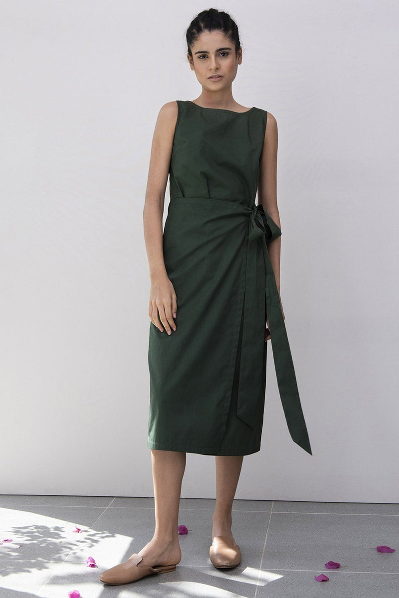 Lady Fern Midi Dress Dress by Khara Kapas in green for women Worldwide